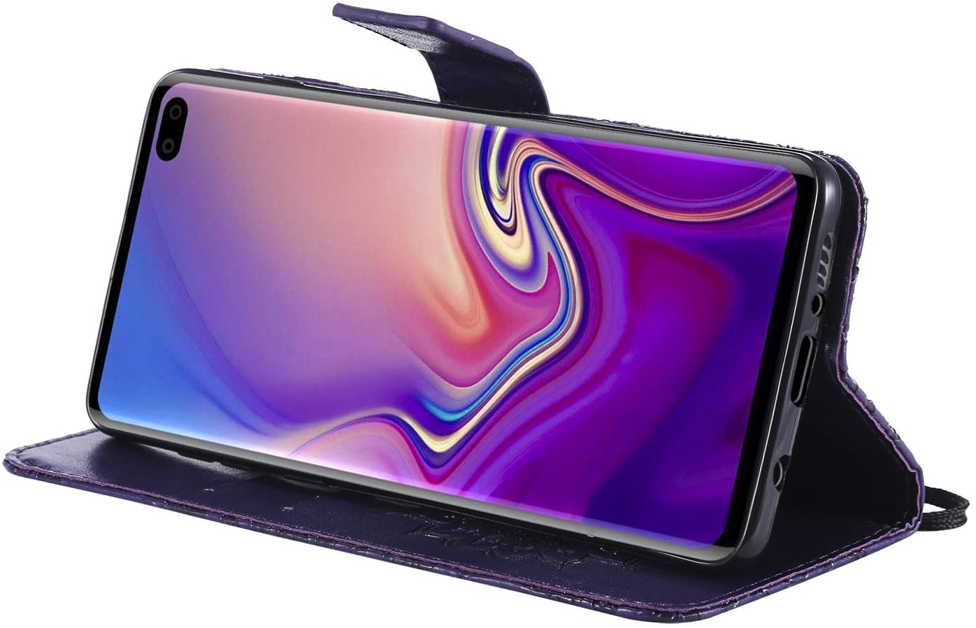 Cfrau Kickstand Wallet Case with Black Stylus for Samsung Galaxy S10 Plus,Retro Mandala Sunflower PU