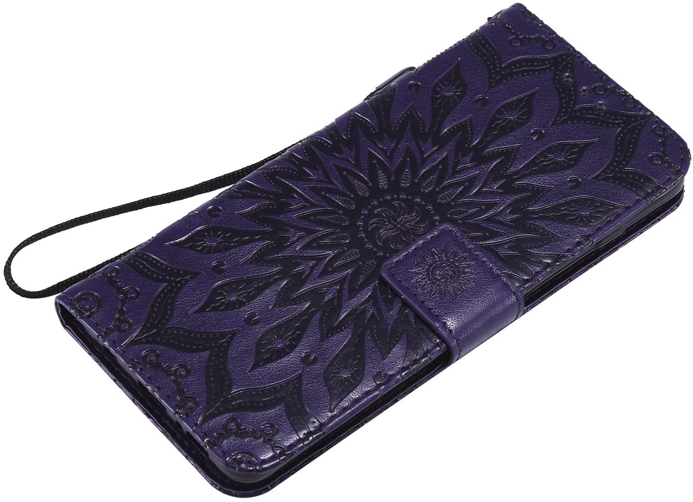 Cfrau Kickstand Wallet Case with Black Stylus for Samsung Galaxy S10 Plus,Retro Mandala Sunflower PU