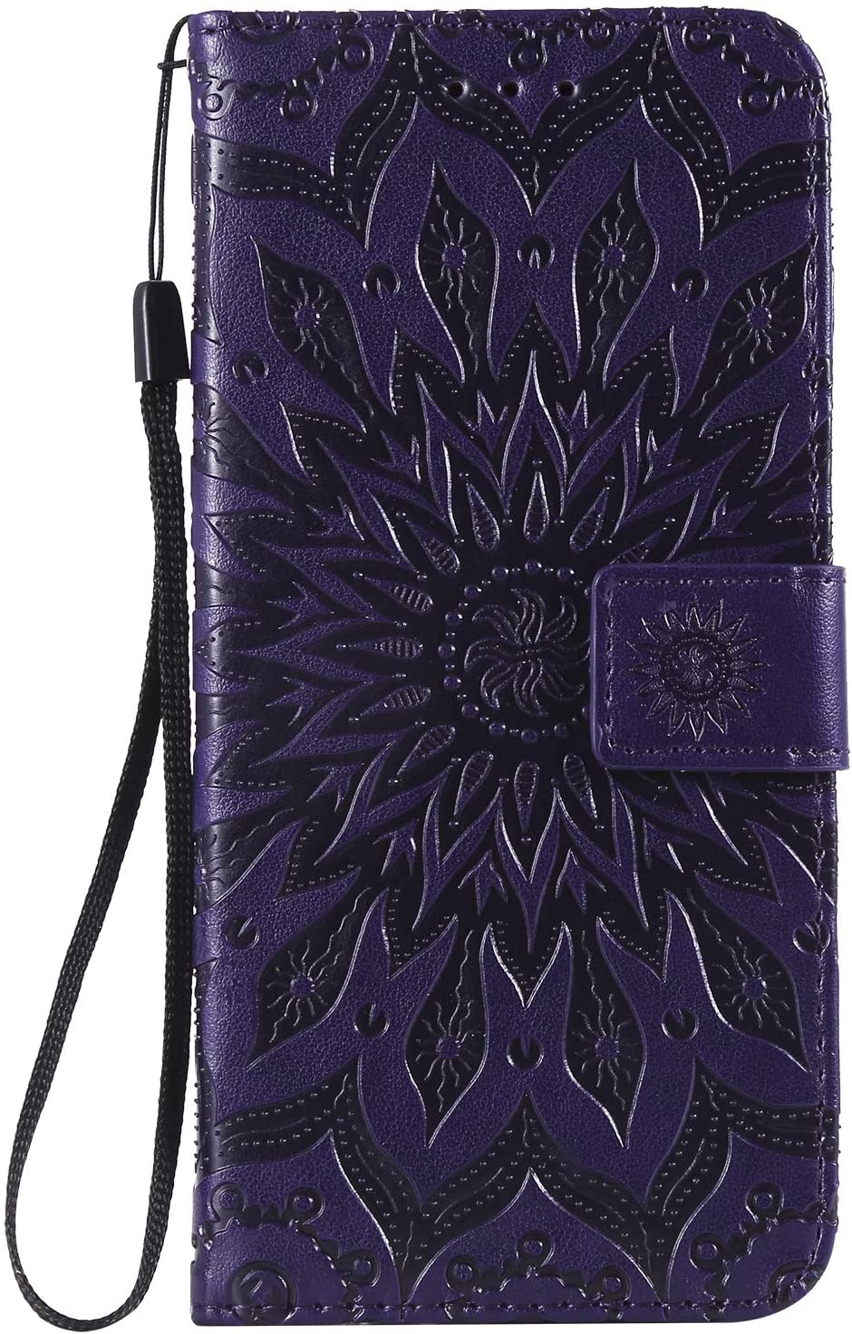 Cfrau Kickstand Wallet Case with Black Stylus for Samsung Galaxy S10 Plus,Retro Mandala Sunflower PU