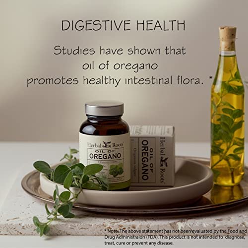 Herbal Roots Oil of Oregano - Made from Mediterranean Oregano Oil - 90 Easy to Swallow Softgel Capsu