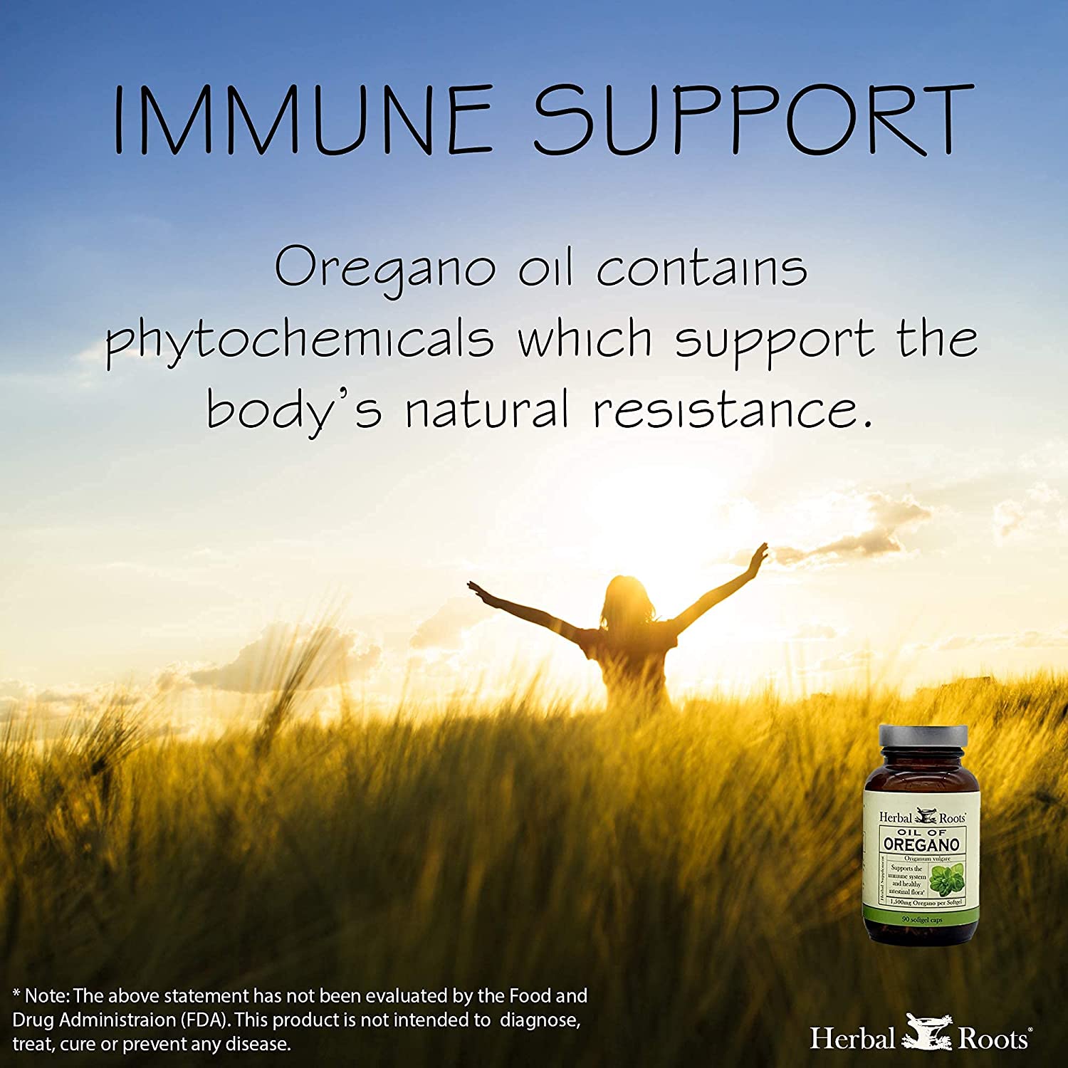 Herbal Roots Oil of Oregano - Made from Mediterranean Oregano Oil - 90 Easy to Swallow Softgel Capsu