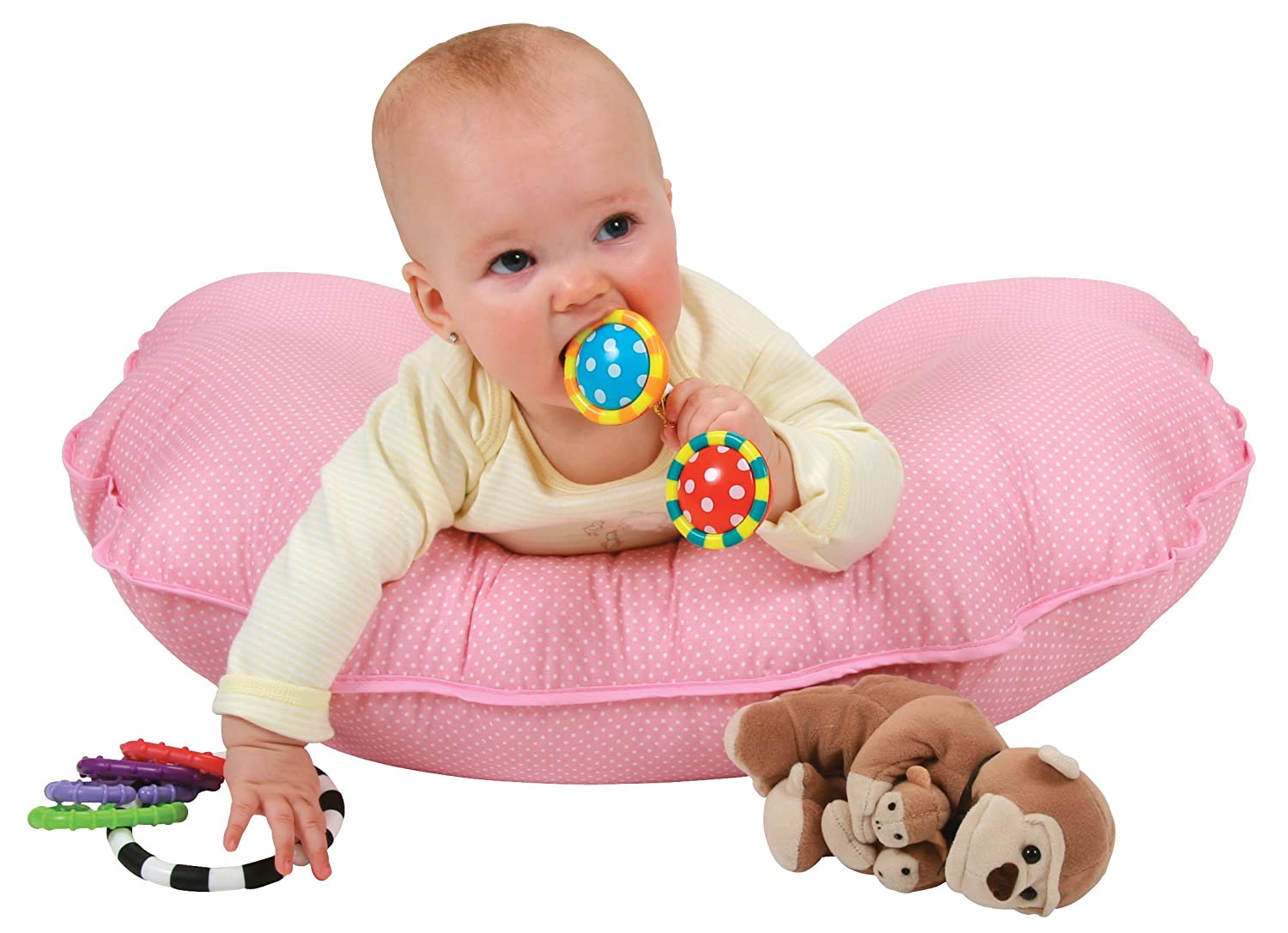 Leachco CuddleU Basic Nursing Pillow and More, Pink Pin Dot , 20x18x7