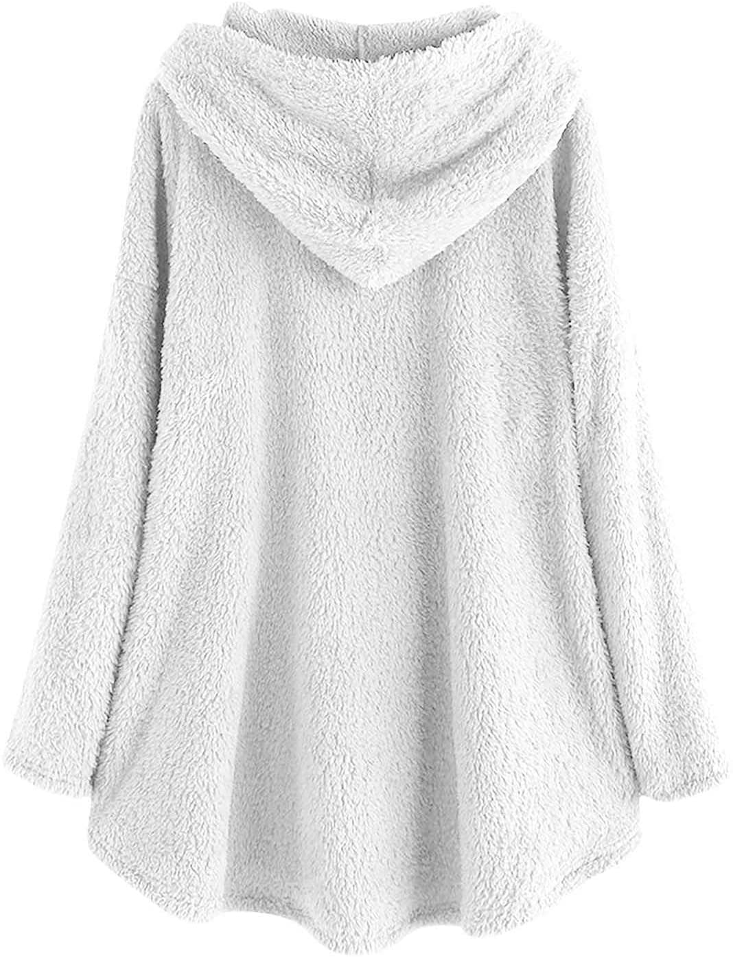 Dosoop Womens Fleece Warm Hoodie Fleece Pullover Autumn Winter Plush Cat Embroidery Plus Size Hooded