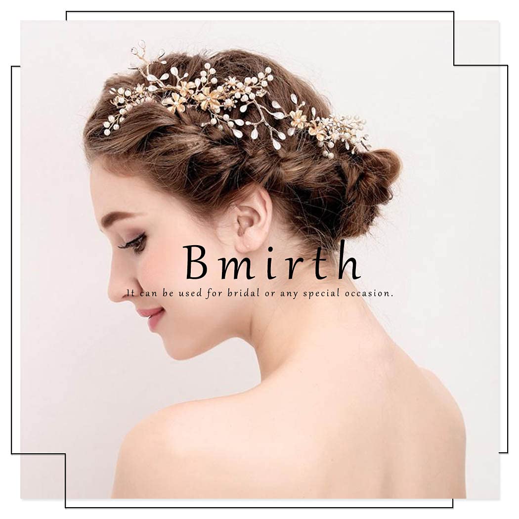 Bmirth Silver Wedding Hair Comb Crystal Bridal Hair Piece Pearl Rhinestone Bride Hair Accessories fo