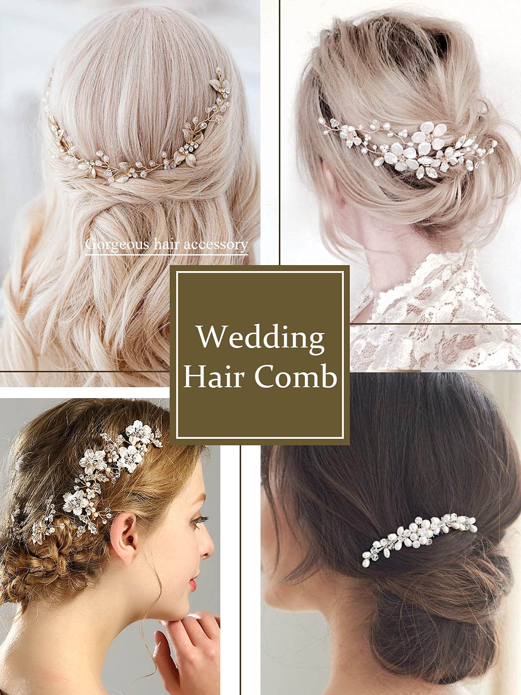 Bmirth Silver Wedding Hair Comb Crystal Bridal Hair Piece Pearl Rhinestone Bride Hair Accessories fo