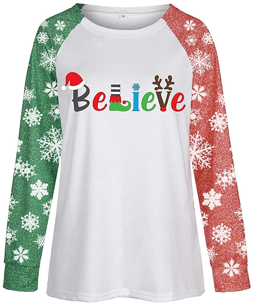 Dosoop Merry Christmas Color Block Blouse Women