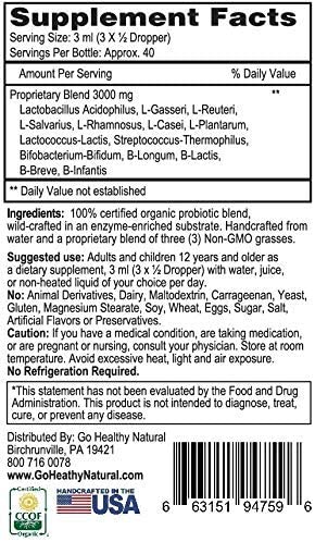Go Healthy Probiotics for Women, Men, Teens Digestive & Immune Health -Organic Unflavored Liquid - 4