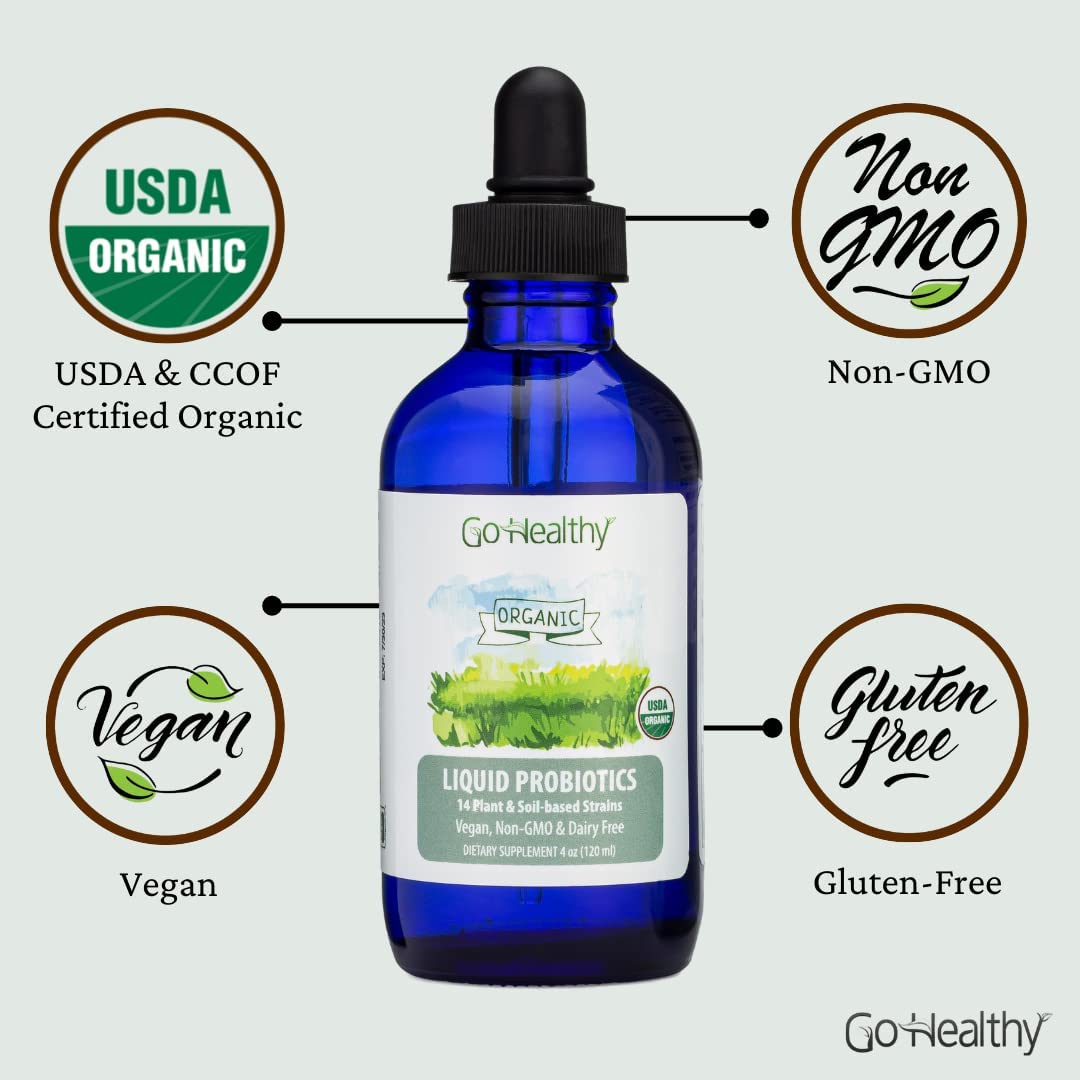 Go Healthy Probiotics for Women, Men, Teens Digestive & Immune Health -Organic Unflavored Liquid - 4