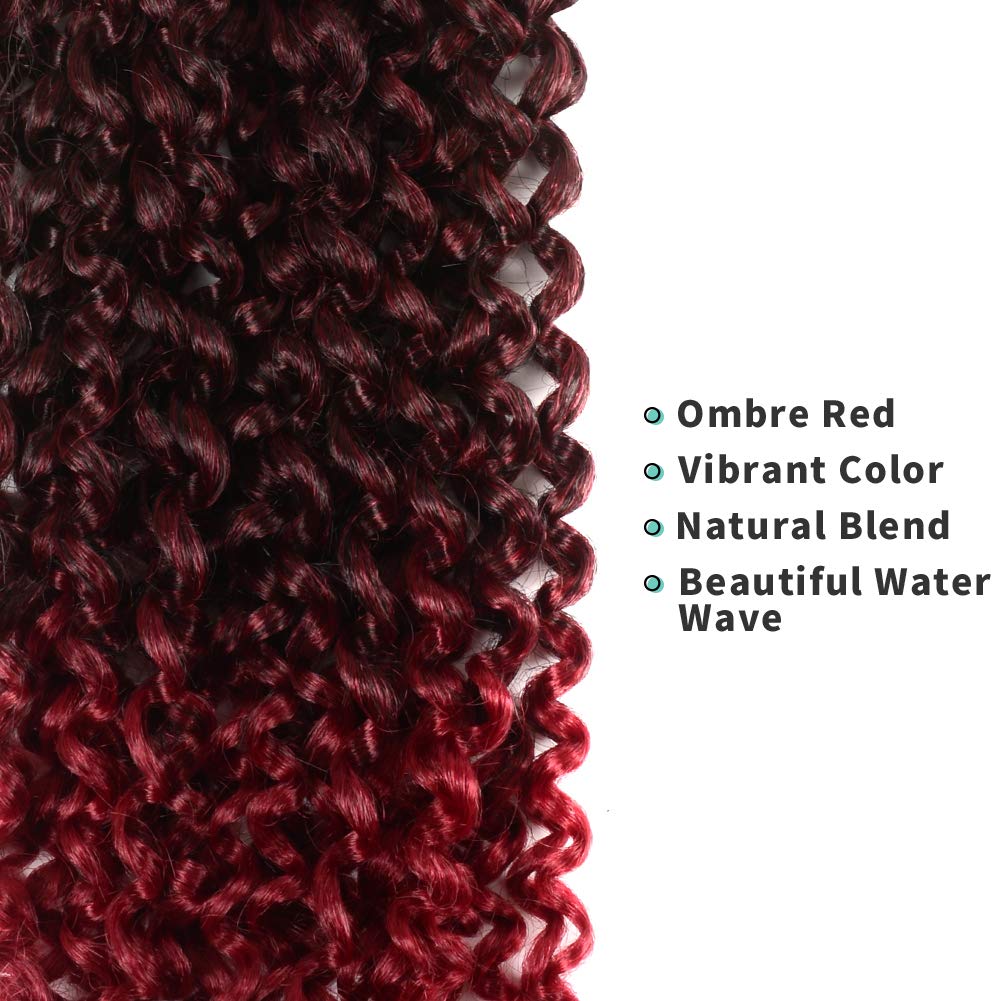 Passion Twist Hair 12Inch 7packs - Ombre Burgundy Water Wave Crochet Braids for Butterfly Locs or Bo