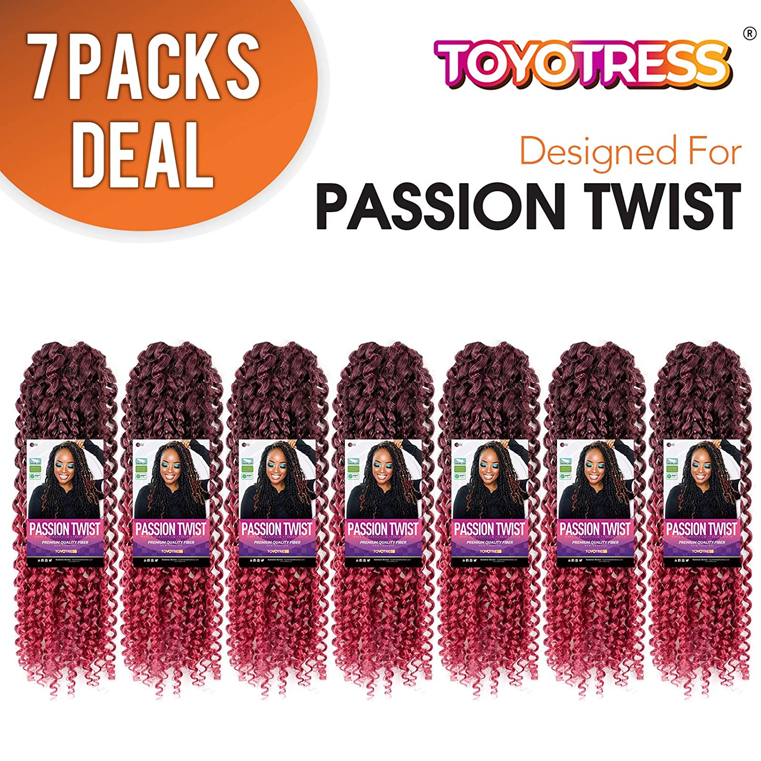 Passion Twist Hair 12Inch 7packs - Ombre Burgundy Water Wave Crochet Braids for Butterfly Locs or Bo