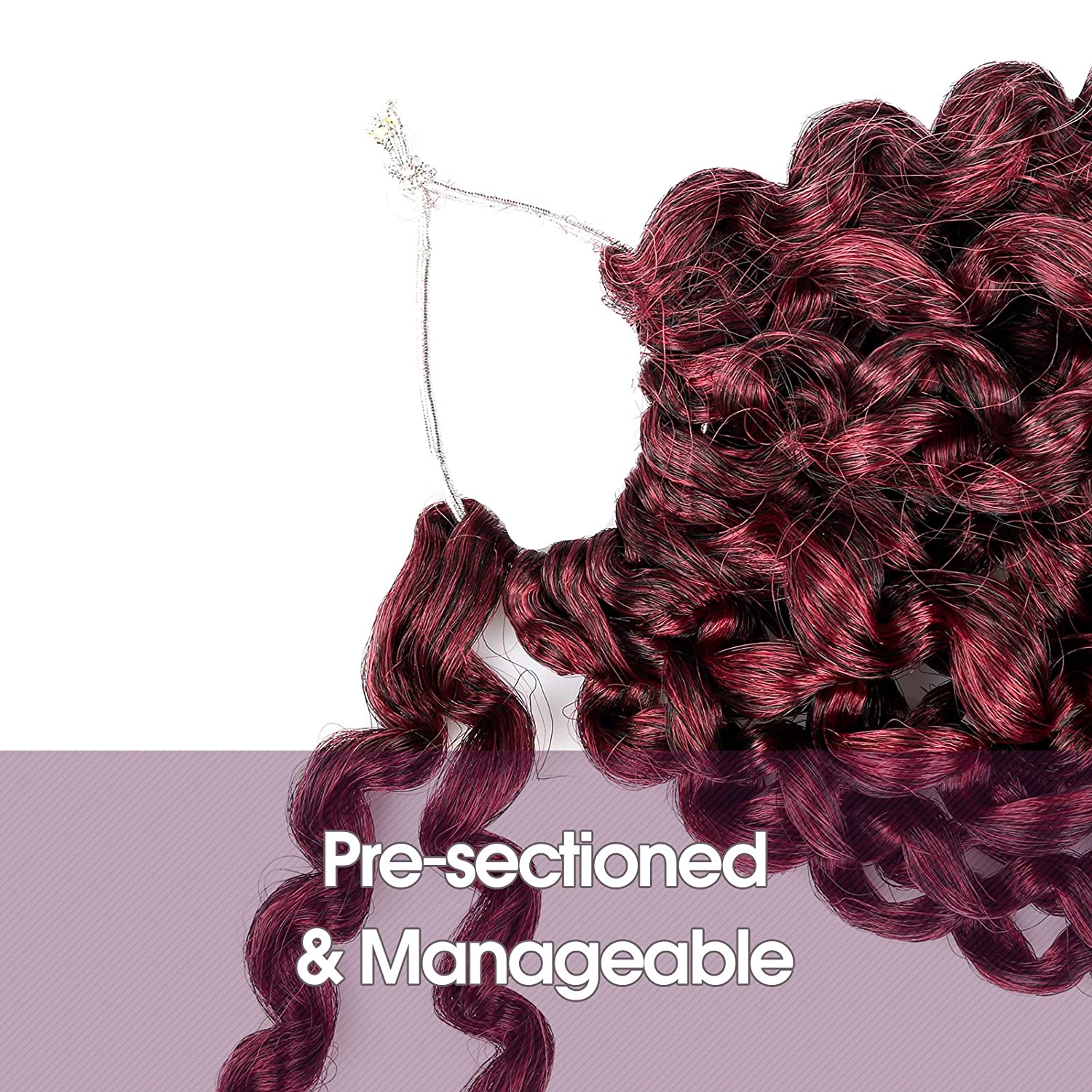 Passion Twist Hair 12Inch 7packs - Ombre Burgundy Water Wave Crochet Braids for Butterfly Locs or Bo