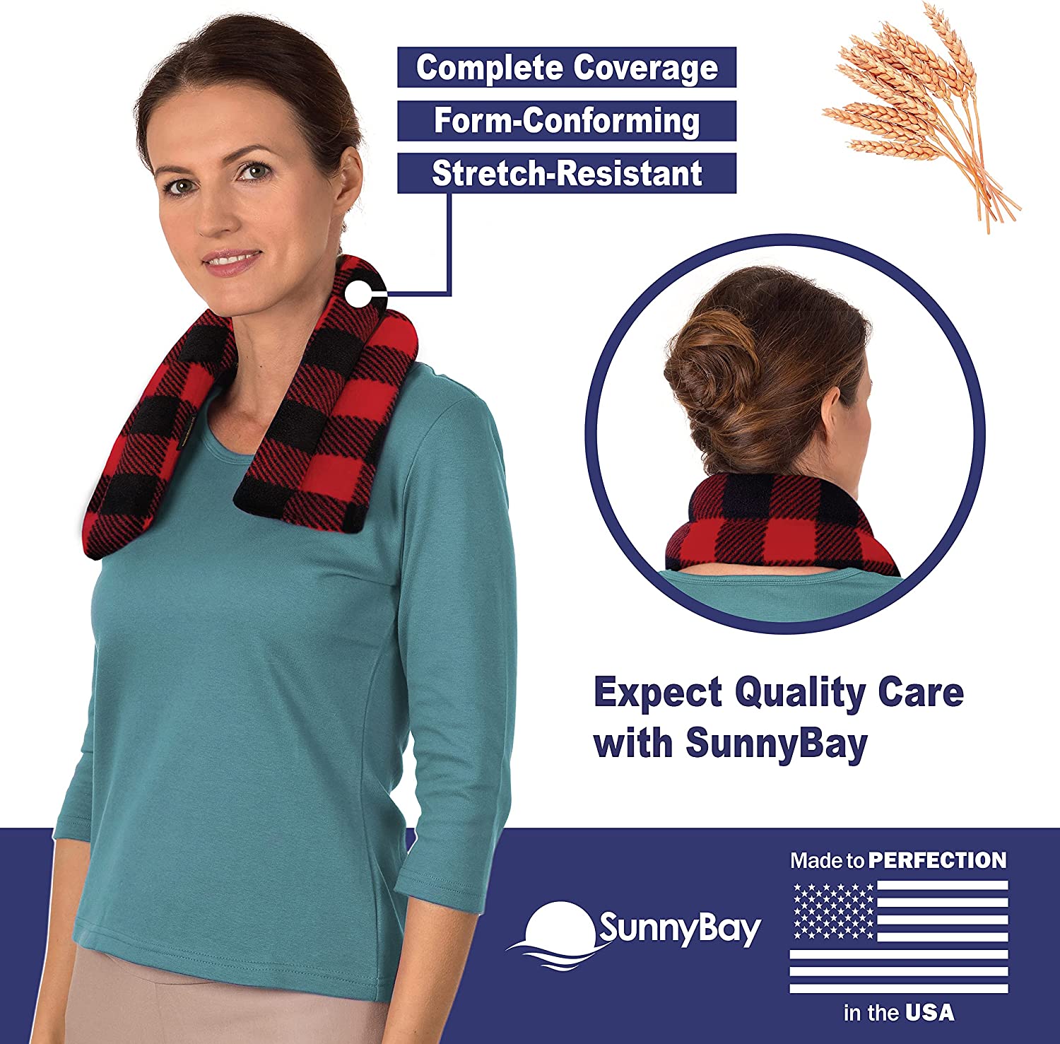 SunnyBay Microwavable Neck Heating Pad - Moist Heat Wrap for Pain Relief - Microwave Heating Pad for