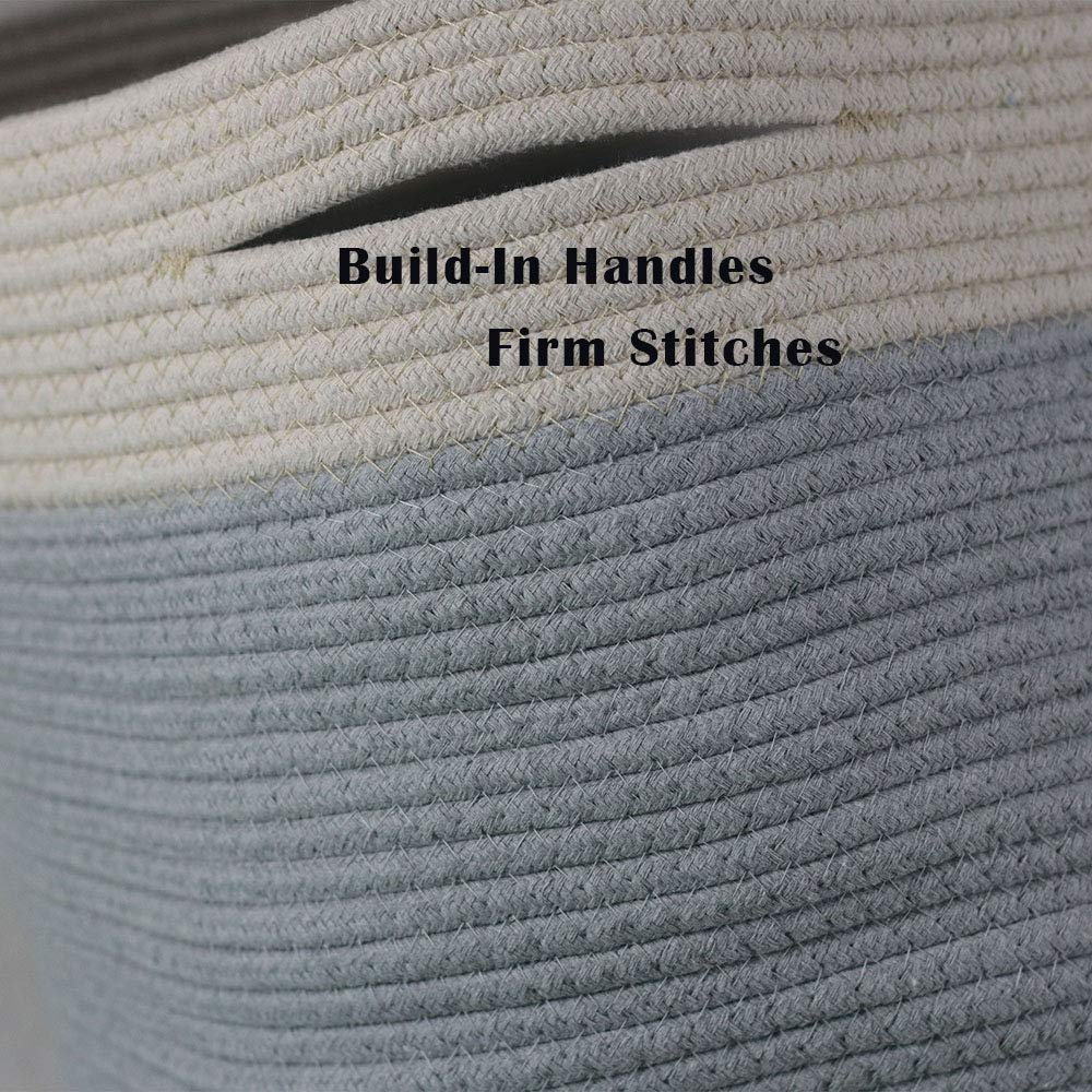 Iceblue XX Large Cotton Rope Basket Toy Organizer Storage Basket Hamper with Build-in Handles