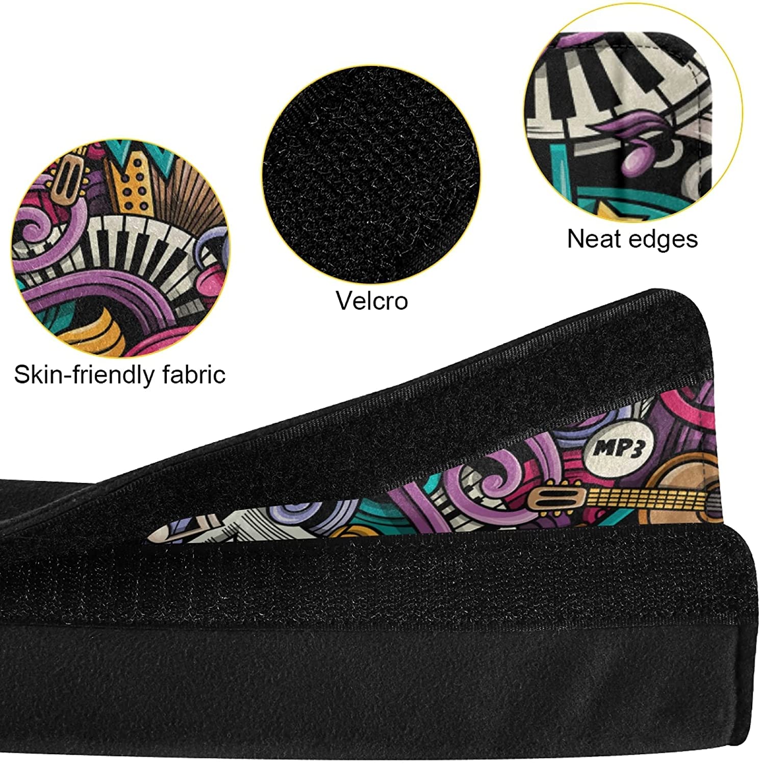 Music Symbols Guitar Piano Doodles Colorful 2 Packs Adjustable Car Seat Belt Pads Cover, Universal C