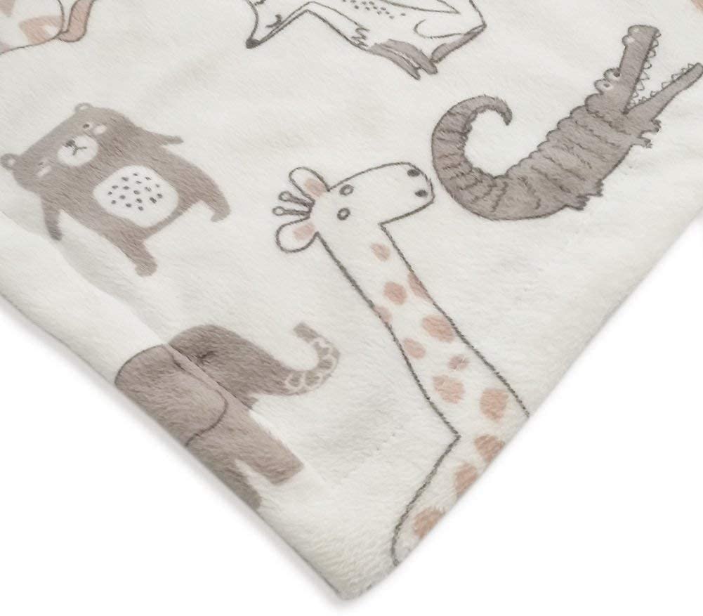 BORITAR Animals Baby Blanket and Elephant Security Blanket, Soft Minky Blanket with Lovely Animals P
