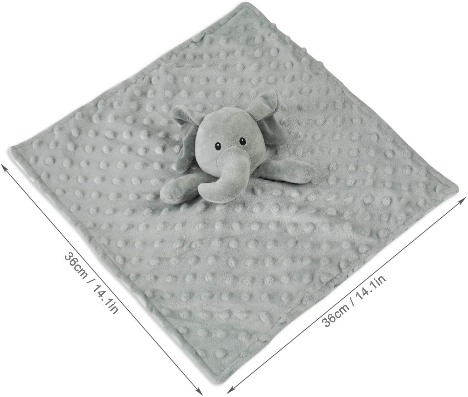 BORITAR Animals Baby Blanket and Elephant Security Blanket, Soft Minky Blanket with Lovely Animals P