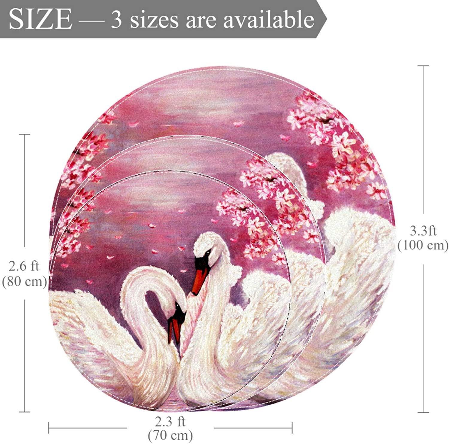 Swan Lake Baby Crawling Mat Soft Comfy Round Carpet Bathroom Living Room Non Slip pad for Room Decor