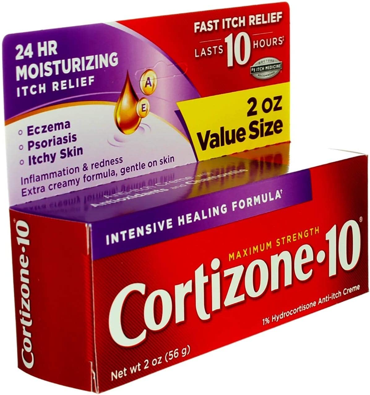 Cortizone 10 Maximum Strength Intensive Healing formula, 2 Ounce (Pack of 2), Anti-Itch Cream with C