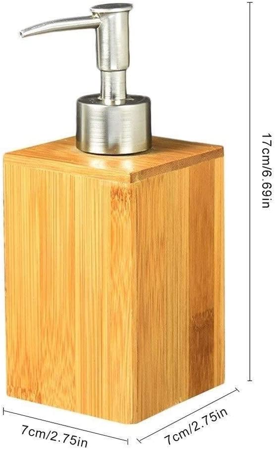 ShiSyan Household Hotel Bamboo Soap Dispenser Hand Sanitizer Bottle Manual Pressing Stainless Steel