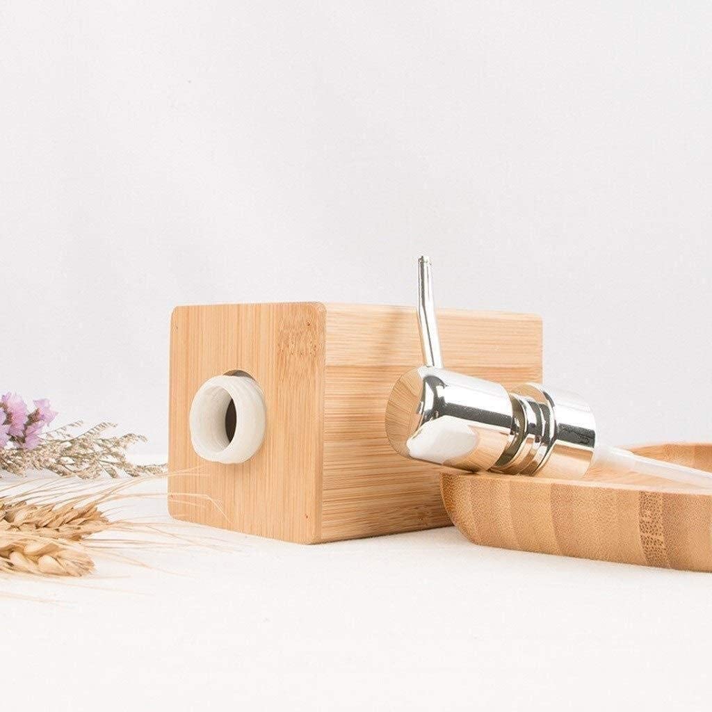 ShiSyan Household Hotel Bamboo Soap Dispenser Hand Sanitizer Bottle Manual Pressing Stainless Steel