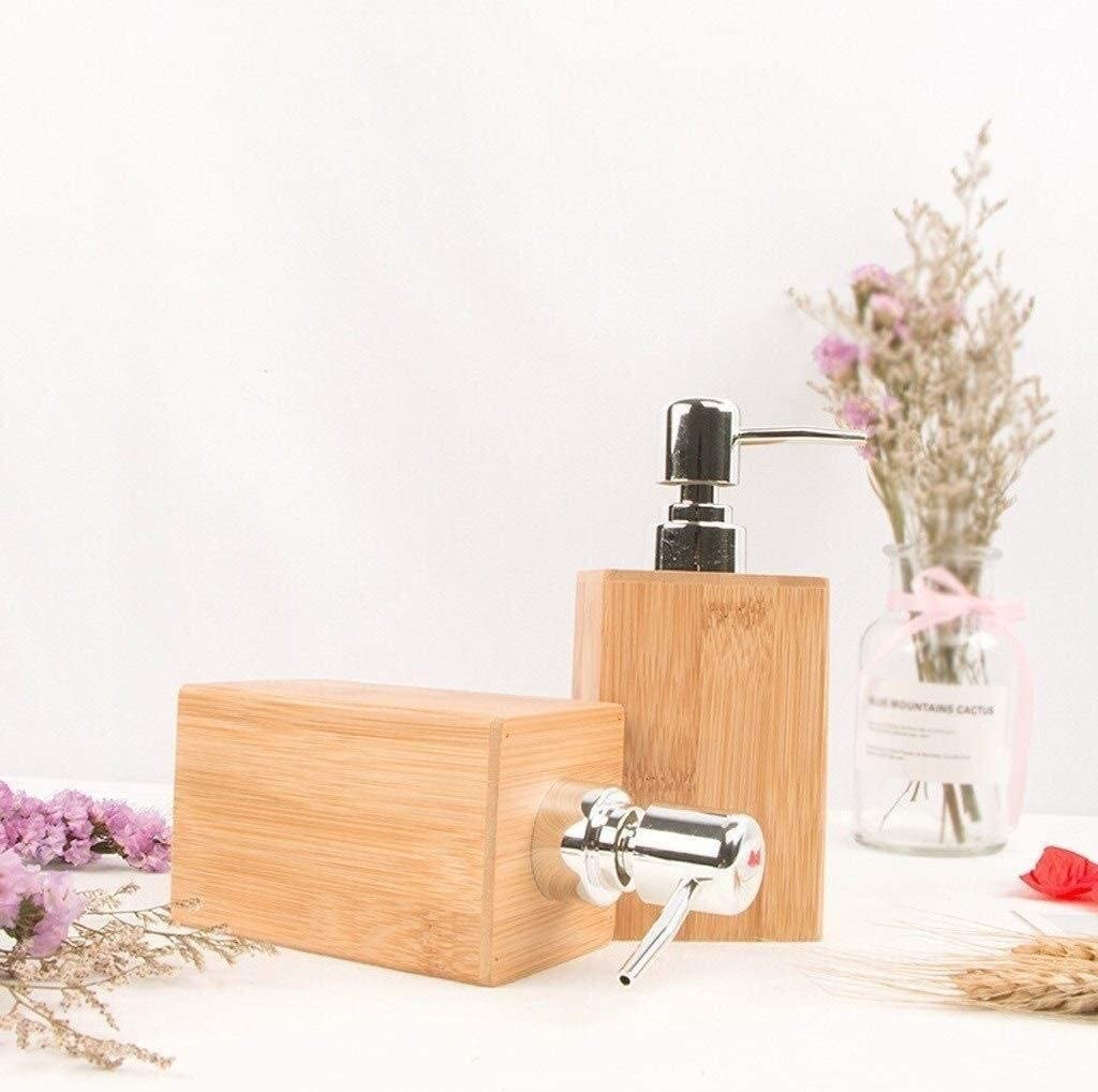 ShiSyan Household Hotel Bamboo Soap Dispenser Hand Sanitizer Bottle Manual Pressing Stainless Steel