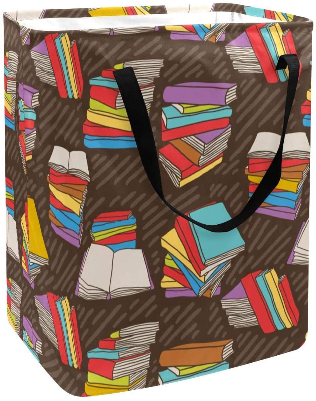 Stack Of Books Pattern Large Sized Storage Baskets with Handle,Collapsible Home Organizer