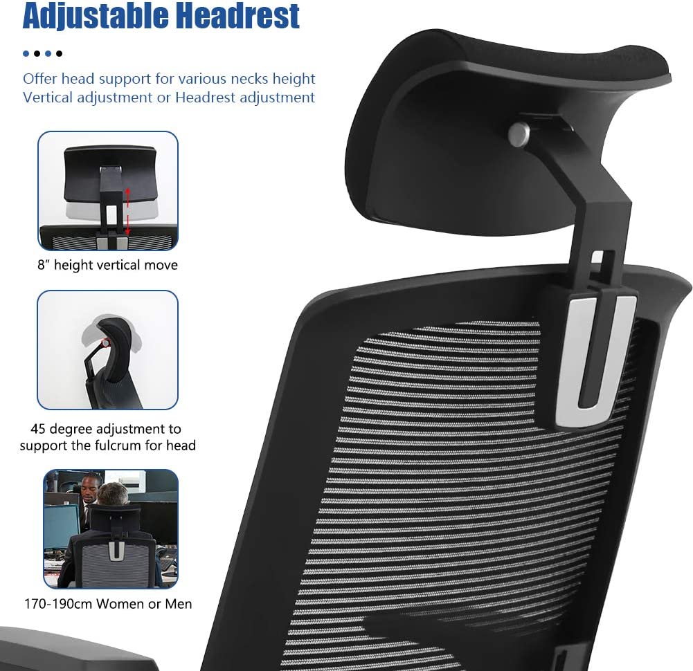 Ergonomic Office Chair, High Back Home Office Desk Chair, Adjustable Mesh Chair, Tilt Back & Lifted 