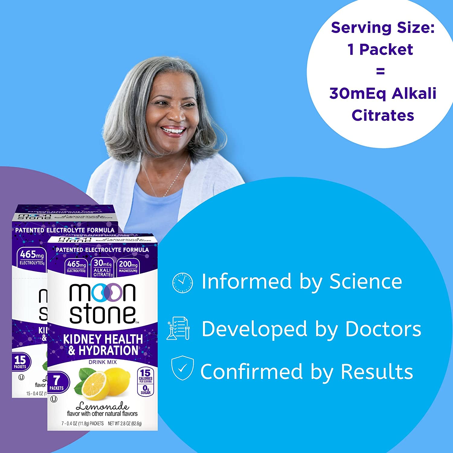 Moonstone Nutrition Kidney Stone Health Supplement, Keto Electrolyte Hydration Powder, Alkalize, Pre