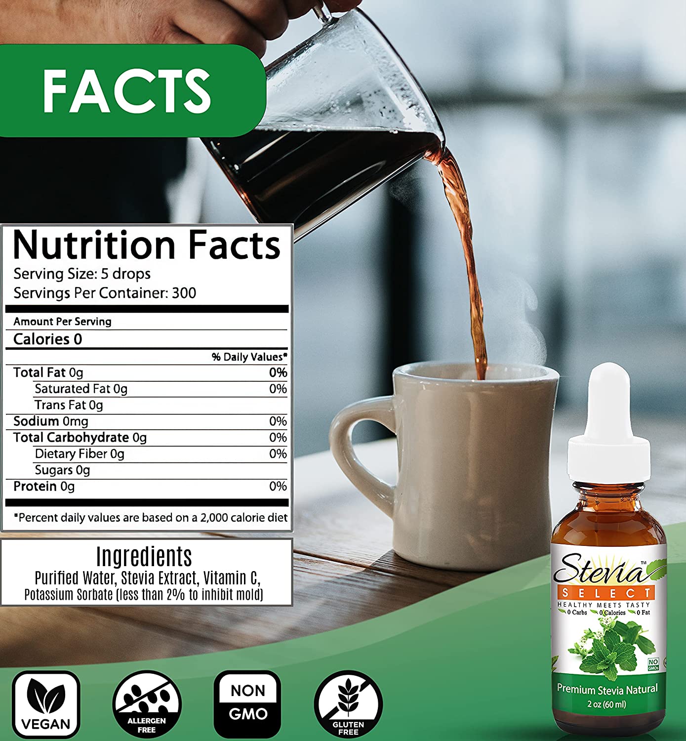 Stevia Select Pure Organic Stevia Powder & Stevia Liquid Bundle 2 Pack - Stevia Liquid 2 oz.