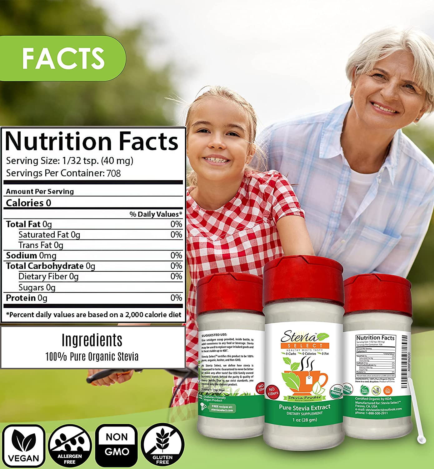 Stevia Select Pure Organic Stevia Powder & Stevia Liquid Bundle 2 Pack - Stevia Liquid 2 oz.