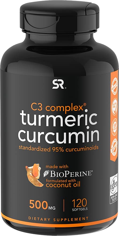 Turmeric Curcumin C3 Complex 500mg, Enhanced with Black Pepper & Organic Coconut Oil for Better Abso