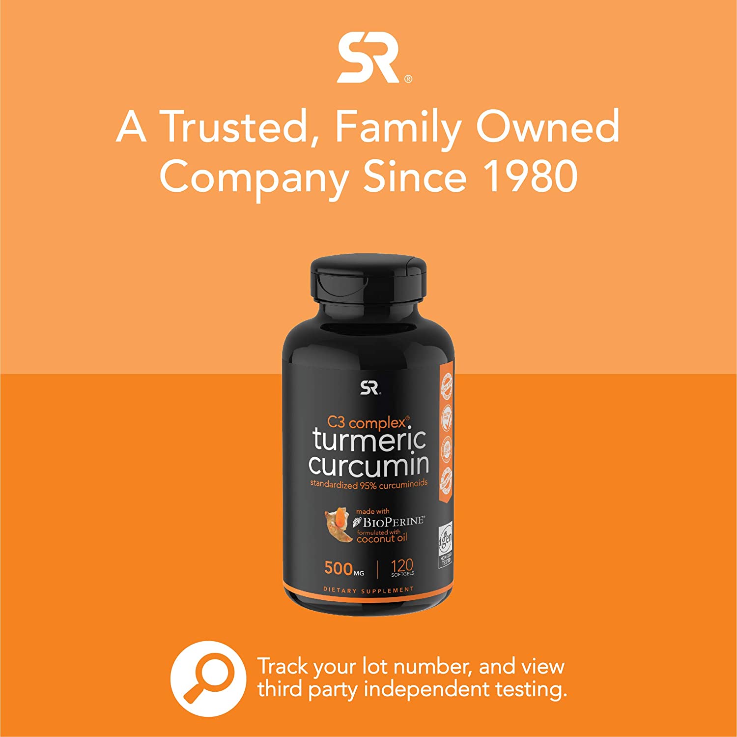 Turmeric Curcumin C3 Complex 500mg, Enhanced with Black Pepper & Organic Coconut Oil for Better Abso