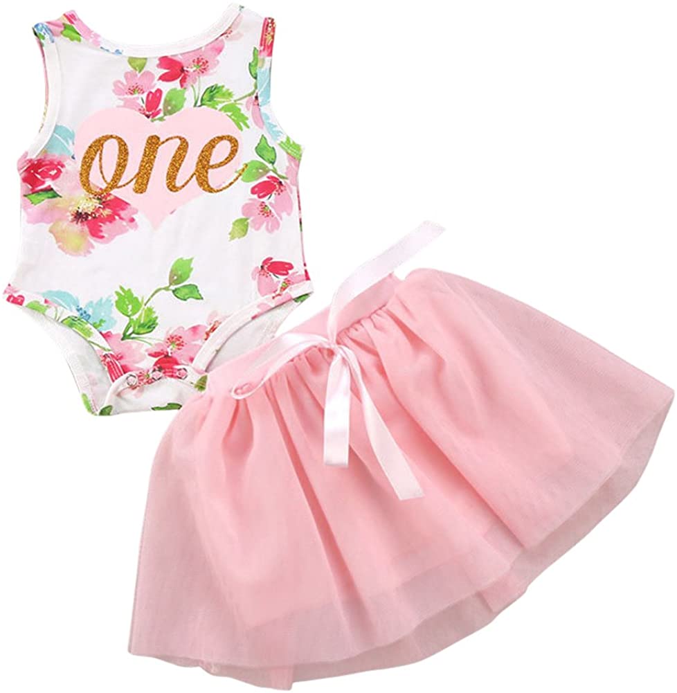 First Birthday Baby Girl Floral one Clothes for Newborn Infant Toddler