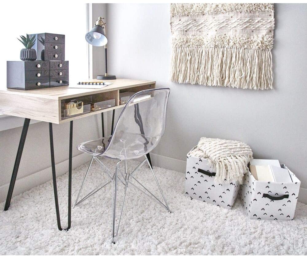 iDesign Arrow Fabric Storage Cube Bin, Small Basket Container with Dual Side Handles for Closet, Bed