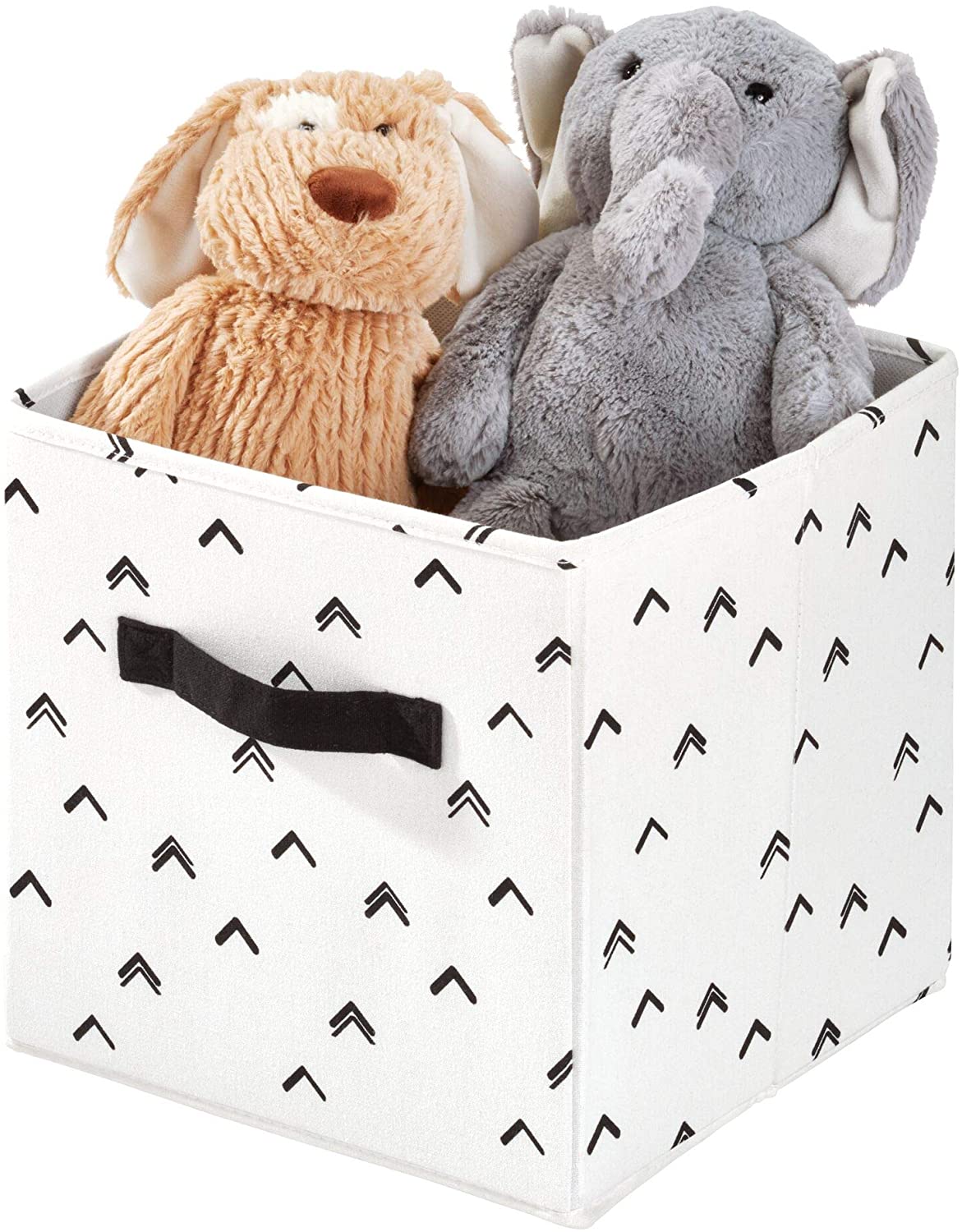 iDesign Arrow Fabric Storage Cube Bin, Small Basket Container with Dual Side Handles for Closet, Bed