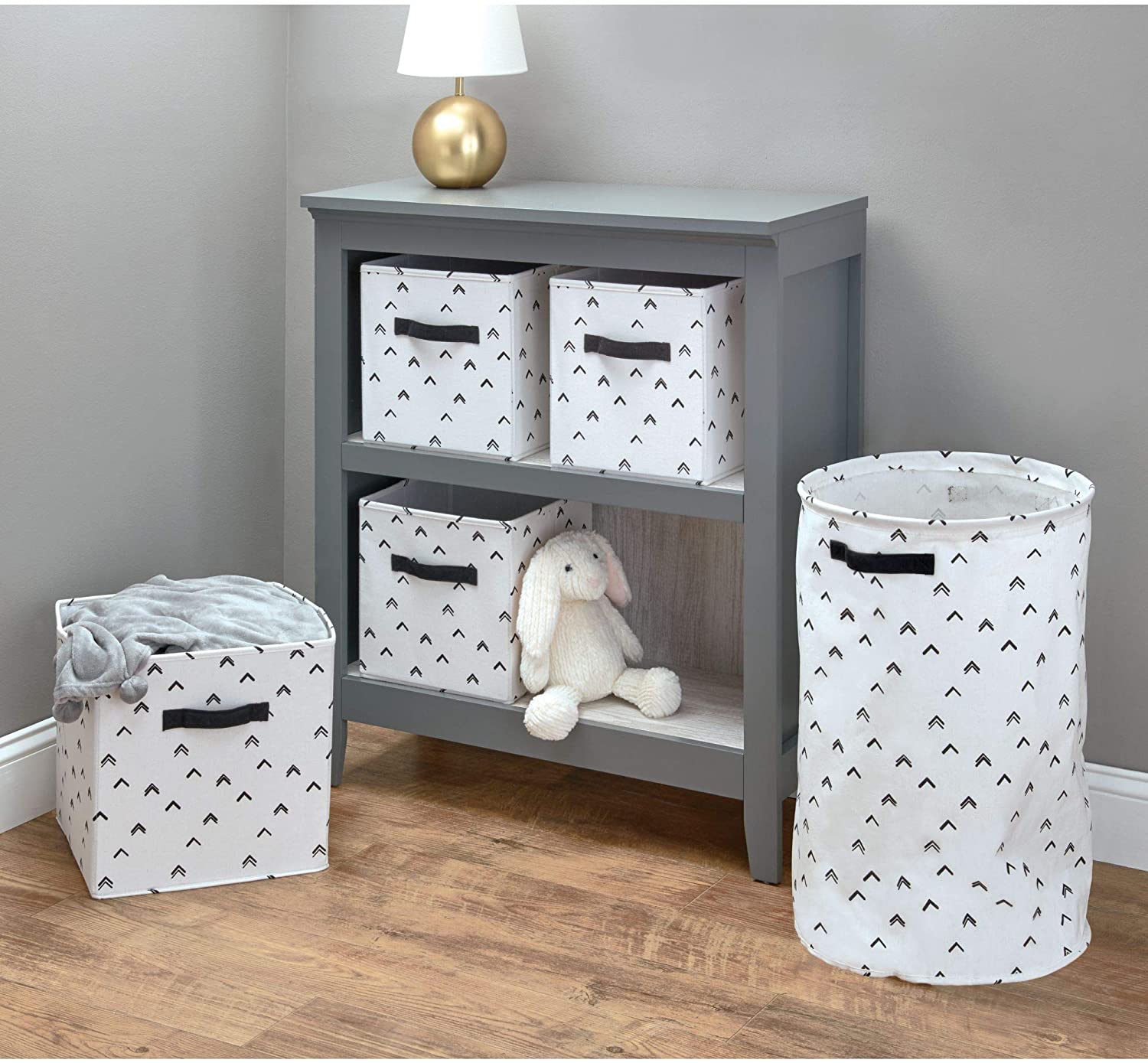 iDesign Arrow Fabric Storage Cube Bin, Small Basket Container with Dual Side Handles for Closet, Bed