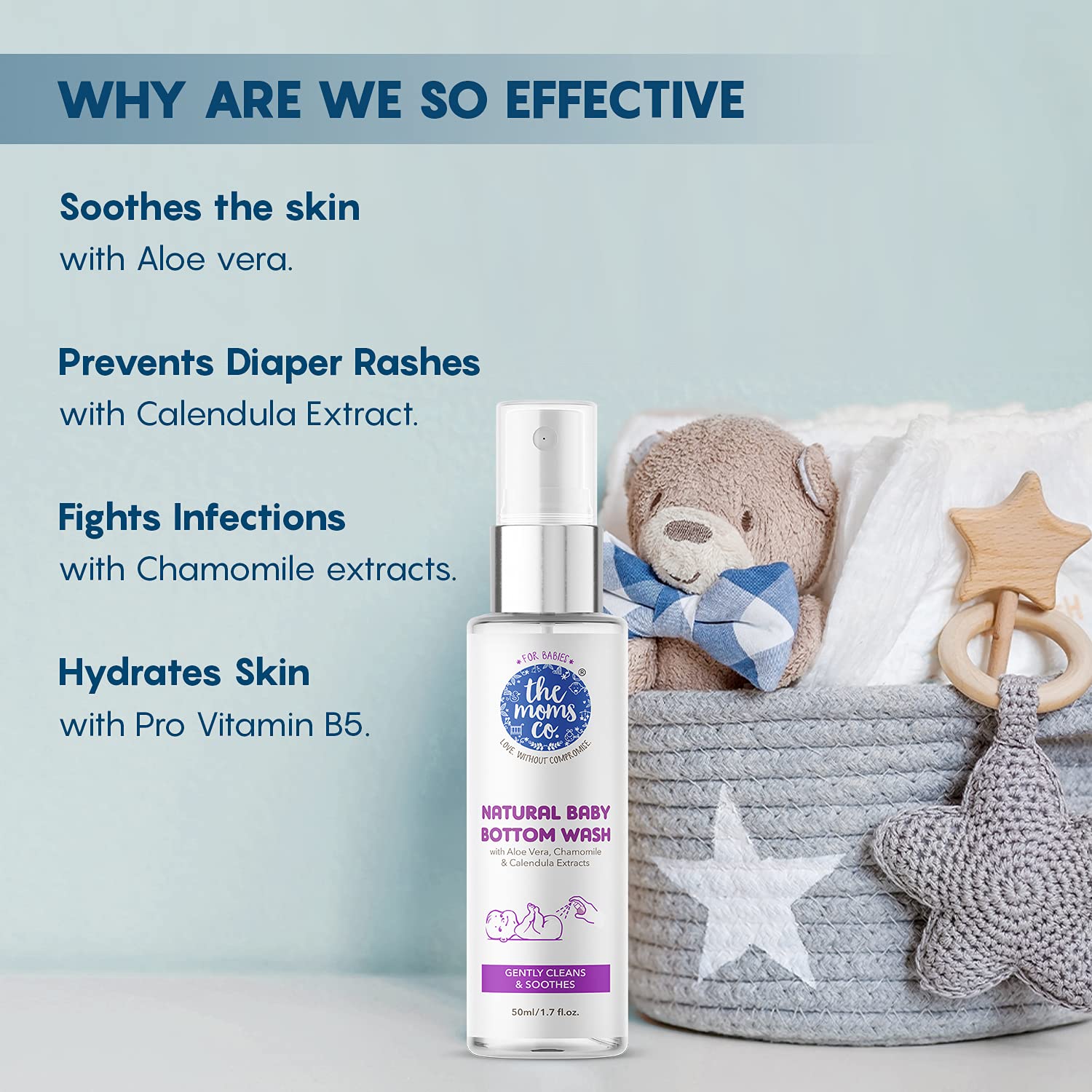 The Moms Co. Natural Baby Bottom Wash l Prevent Rashes l Aloe Vera & Calendula l 50ml