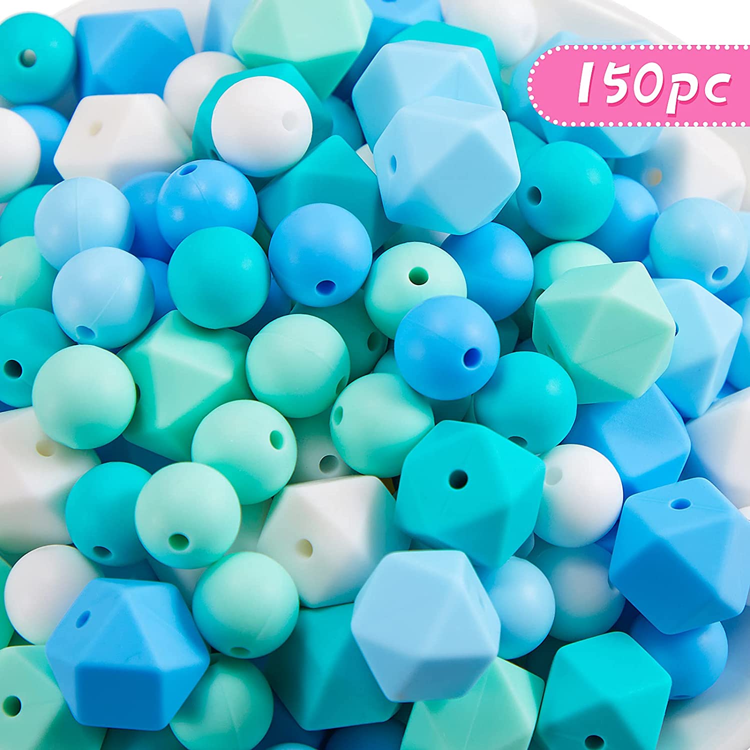 150 Pieces Silicone Beads DIY Necklace Bracelet Beads Set 100 Pieces 12 mm Round Silicone Beads and 