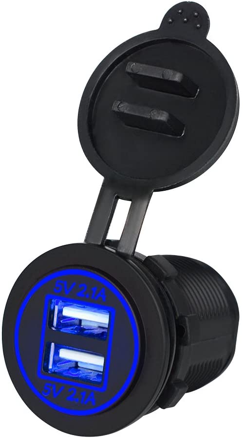 Car Charger Motorcycle Waterproof Dual USB Charger 5V 4.2A Power Outlet for 12 24V Car Motorcycle Wi