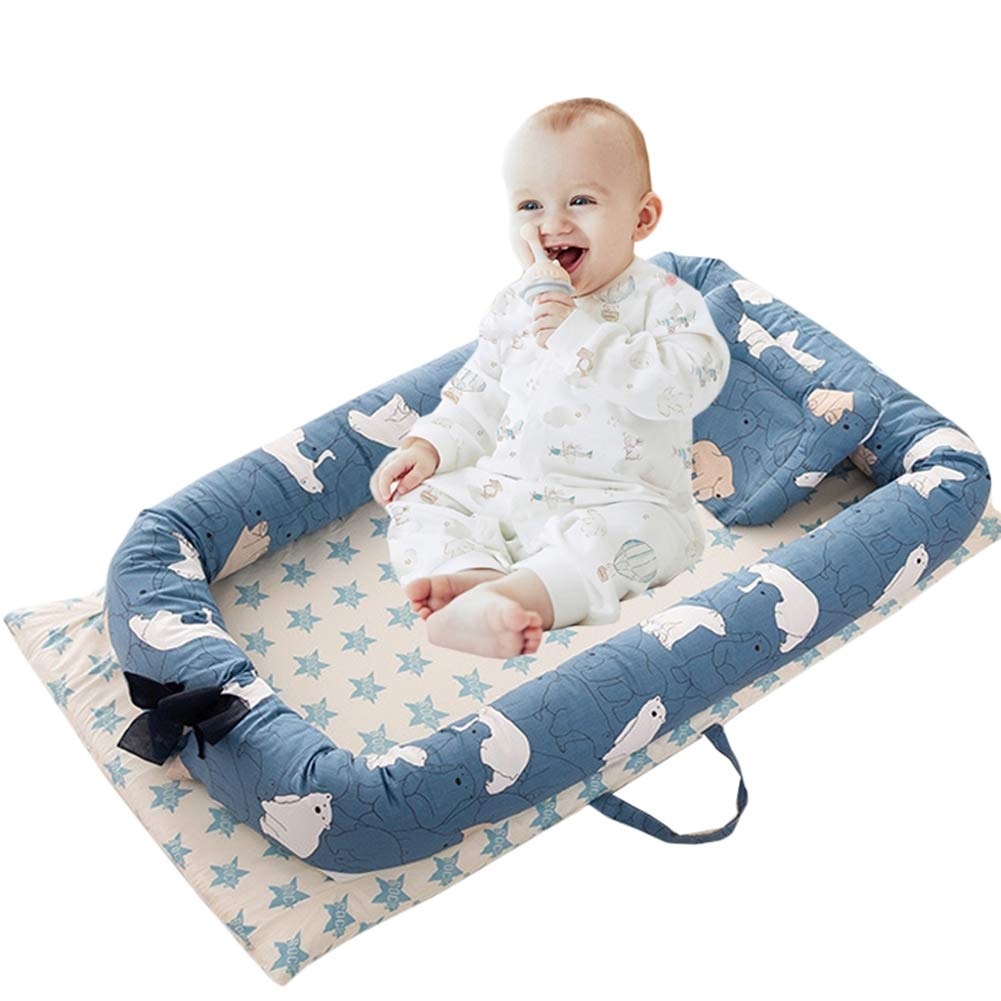 Abreeze Baby Bassinet for Bed -Polar Bear Baby Lounger - Breathable Co-Sleeping Baby Bed - 100% Cott