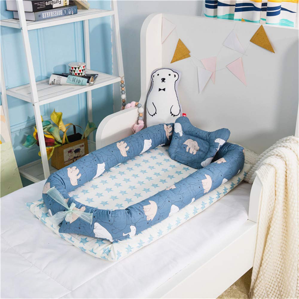 Abreeze Baby Bassinet for Bed -Polar Bear Baby Lounger - Breathable Co-Sleeping Baby Bed - 100% Cott