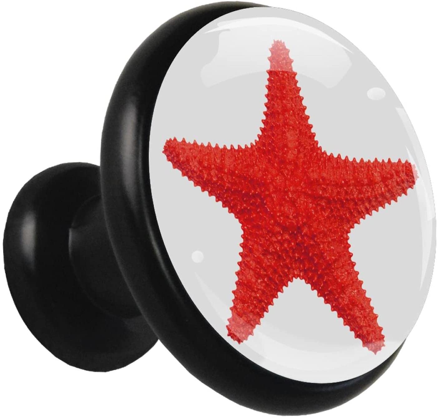 4pcs Metal Crystal Glass Cabinet Knobs Red Star Unique Designed Cupboard Drawer Pull Handles for Kid