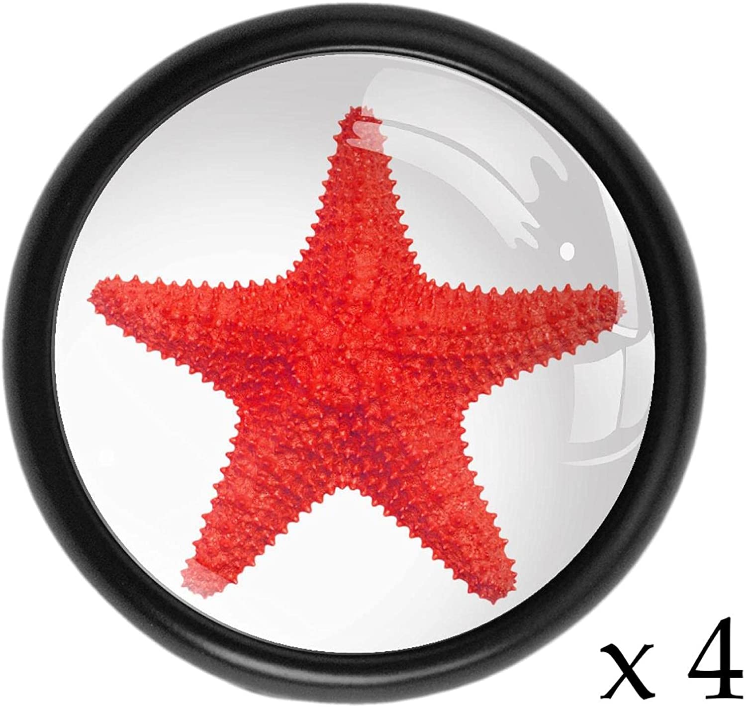 4pcs Metal Crystal Glass Cabinet Knobs Red Star Unique Designed Cupboard Drawer Pull Handles for Kid