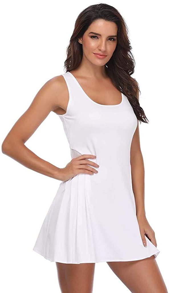 Dosoop Women Tennis Dress,Sleeveless Sport Dress Running Golf Badminton Workout Casual Girl
