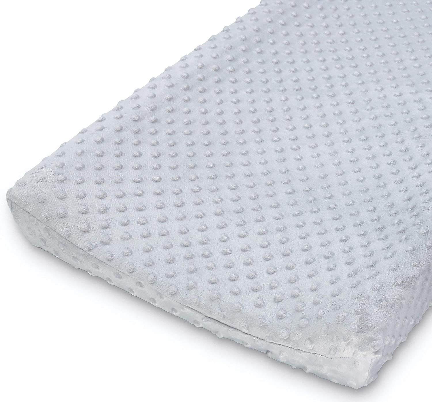 The Peanutshell Plush Minky Changing Pad Covers for Baby Boys or Girls | 2 Pack Set | Blue & Grey