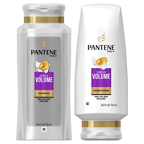 Pantene Volumizing Shampoo and Sulfate Free Conditioner for Fine Hair, Sheer Volume, 25.4 Fl Oz (Pac