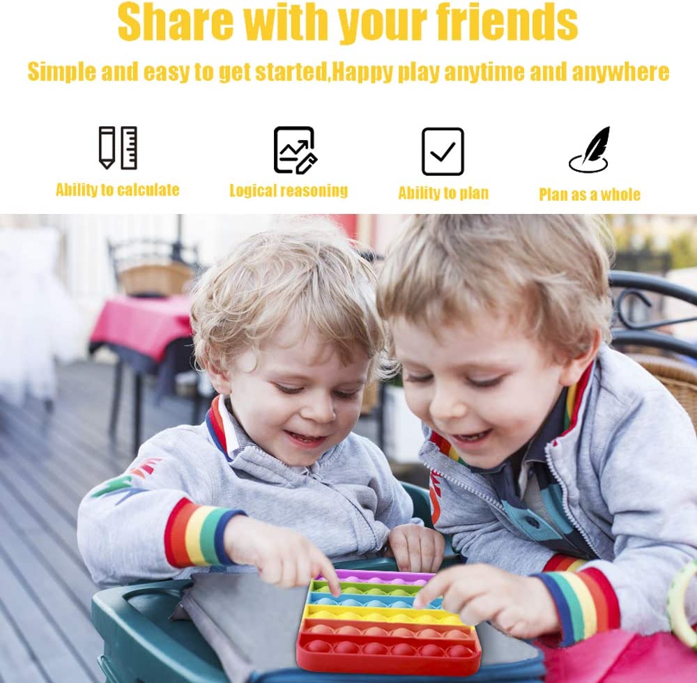 DITTOPSS Popper Fidget Toy, Rainbow Poppet Its Push Pop Bubble Fidget Toy for Kids and Adult, Fidget