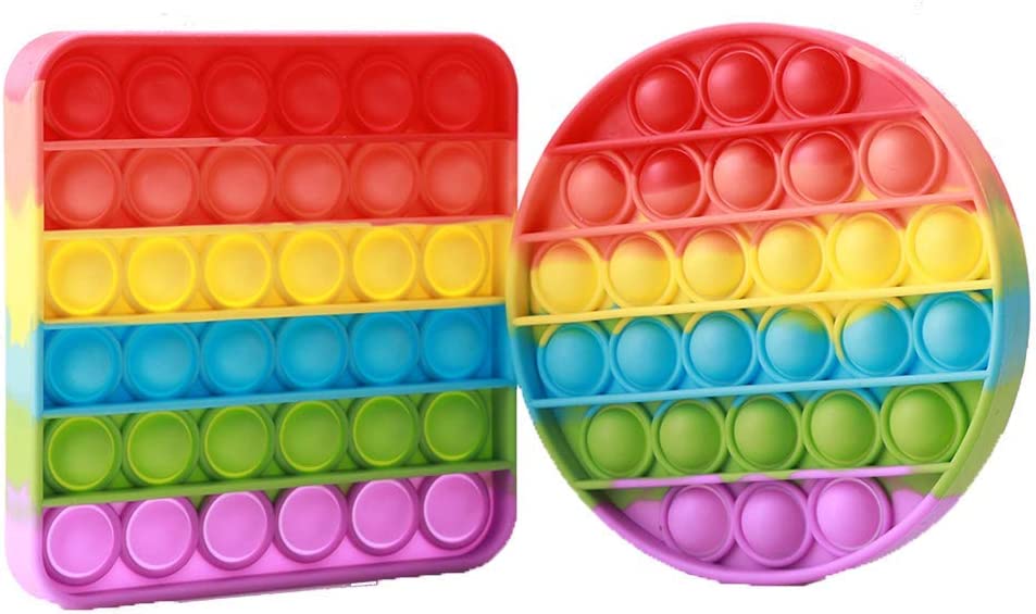 DITTOPSS Popper Fidget Toy, Rainbow Poppet Its Push Pop Bubble Fidget Toy for Kids and Adult, Fidget