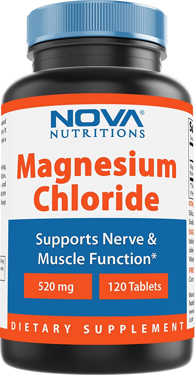 Nova Nutritions Magnesium Chloride 520mg - Supports Healthy Nervous System - 120 Tablets
