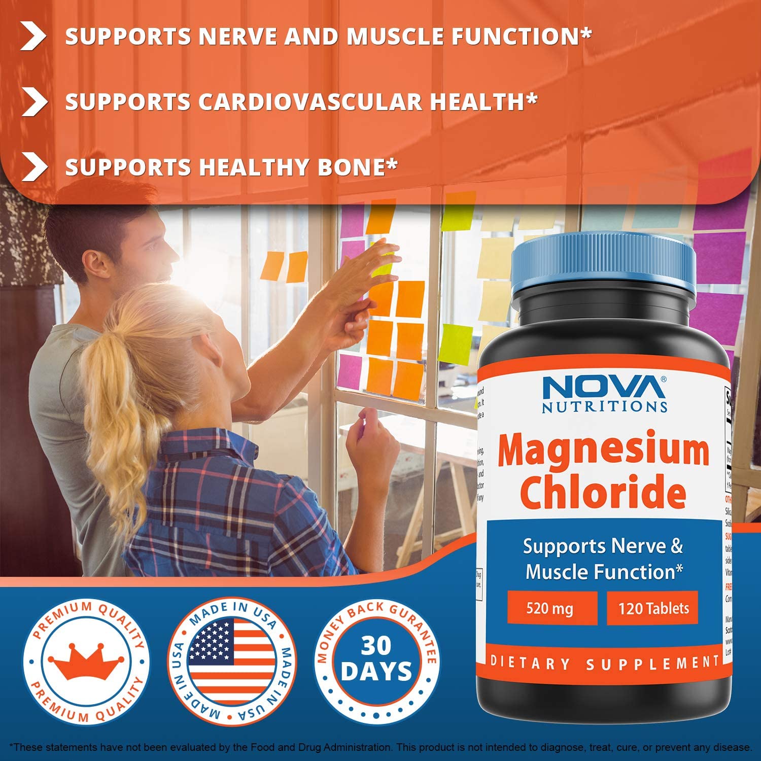 Nova Nutritions Magnesium Chloride 520mg - Supports Healthy Nervous System - 120 Tablets
